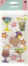 Jolee's Boutique 3-D TROPICAL DRINKS Epoxy stickers 63849 Fast FREE Ship!