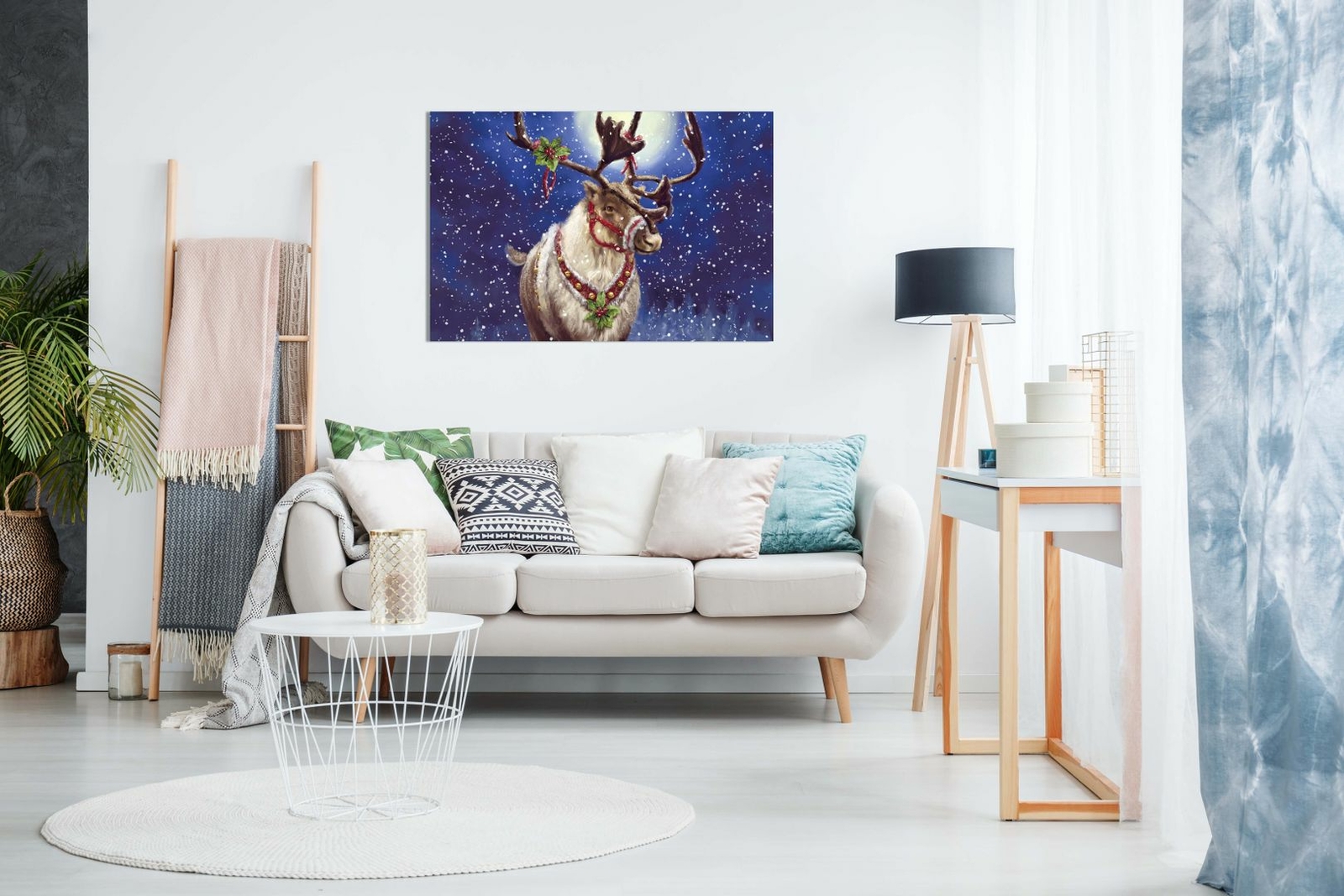 Christmas Reindeer Canvas Wall Art Picture Print eBay