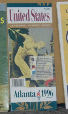 1992 Centennial Olympic Games Map of the United States, Atlanta 1996 Olympics