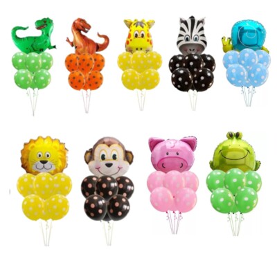 Safari ANIMAL Foil latex Balloon Cartoon Helium/Air Lion Monkey JUNGLE PARTY UK
