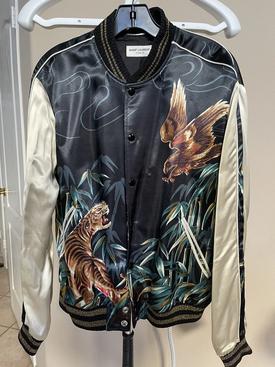 Gucci Tiger-print Shell Bomber Jacket In Light Blue