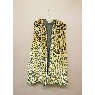 Via Spiga Faux Fur Reversible Hooded Long Vest Leopard Black Womens Size Xl Via Spiga Faux Fur Reversible Hooded, Via Spiga Reversible Hooded Faux Fur Coat