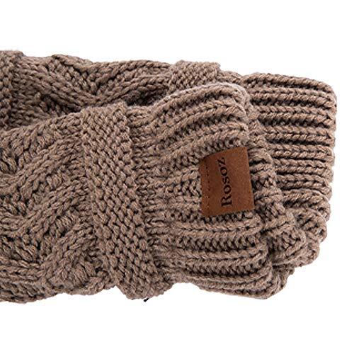 Rosoz Ponytail Beanie For Women - 2 Pack Warm Cable Knit Winter Hat With Bun Hole, Black & Khaki - View #5