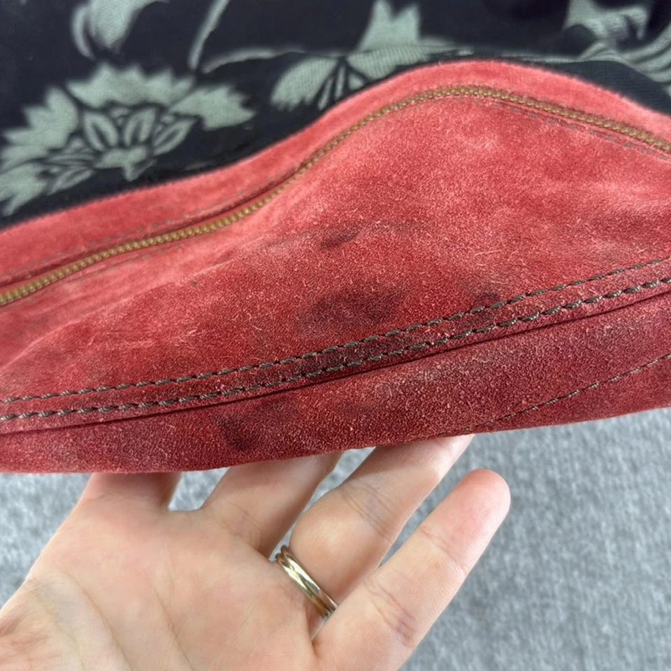 Lucky Brand Floral Black Red Backpack Bag Vintage Inspired Y2K Leather Canvas - Image 2 of 4