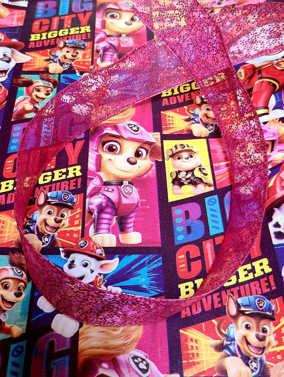 Paw Patrol pink Gift Wrap Set, Paper And Ribbon, see description
