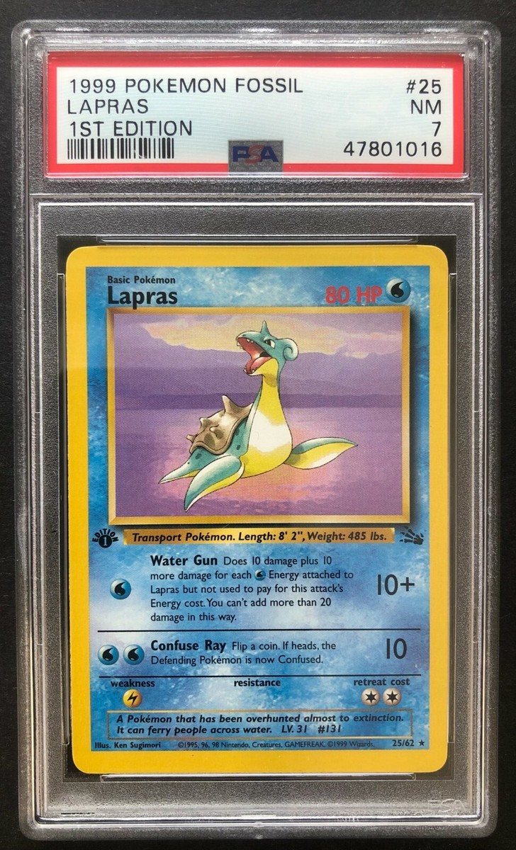 1999 Pokemon Fossil Lapras PSA 7 Near Mint First 1st Edition 25/62