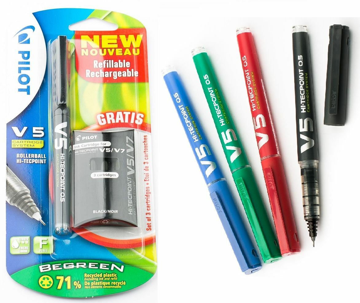 Pilot V5 Hi-Tecpoint Cartridge System Liquid Ink Rollerball