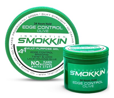 Smokkin Strong Hold Hair Gel, Braiding Gel, Edge Control-16.9 Fl oz- Olive