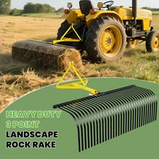 3 Pt Rock Rake 60'' Landscape Soil Gravel Lawn for Cat 1 Campact Tractor Heavy