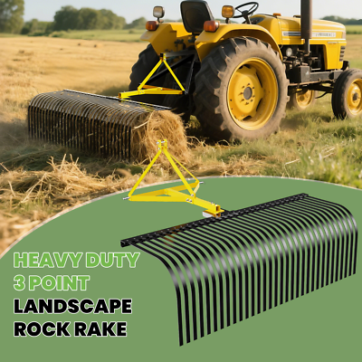 #ad 3 Point 60#x27;#x27;Landscape Rock Rake Soil Garden Tool for Cat 1 Campact Tractor Heavy $287.00