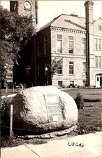 Postcard RPPC EKC Chariton Iowa Trail Marker Rock Courthouse D41