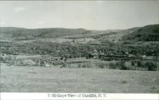 Unadilla, NY: real photo Bird's Eye Aerial view of town - New York RPPC Postcard
