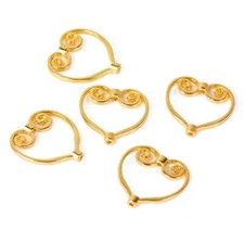 20pcs 20mm Tibetan Gold Metal Heart Loose Connector Beads DIY Jewelry Findings