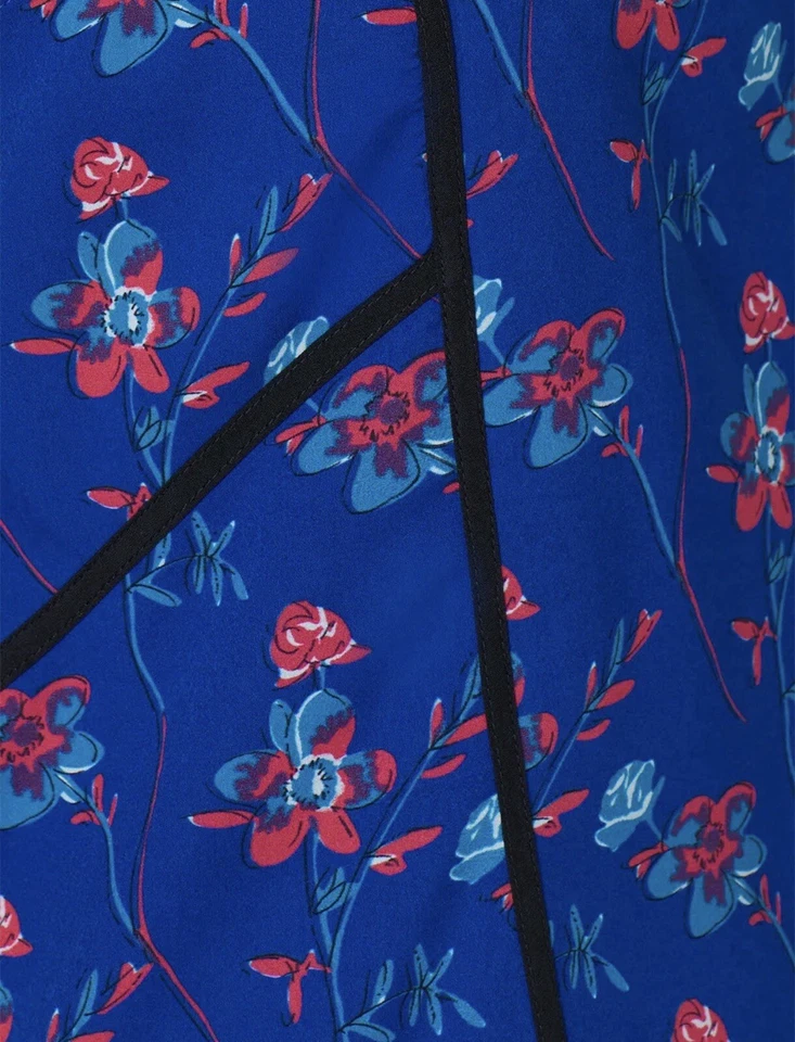 Платье цельнокроеное Thakoon Collective синее с цветочным принтом размер 6 б/у в отличном состоянии кокетка богемное люкс - Изображение 4 из 4