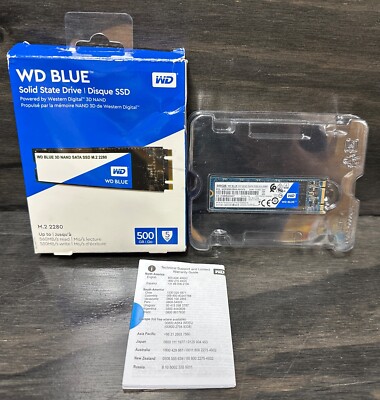 WD Blue 3D NAND Internal SSD M.2 SATA - 1 TB, Blue - High Performance