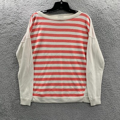 TALBOTS Sweater Womens Large Top Striped White Peach*
