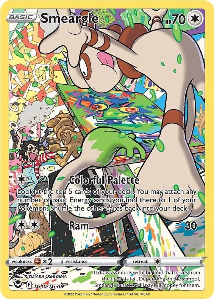 Pokemon Card TCG - Smeargle TG10 Ultra Rare Silver Tempest Trainer Gallery NM