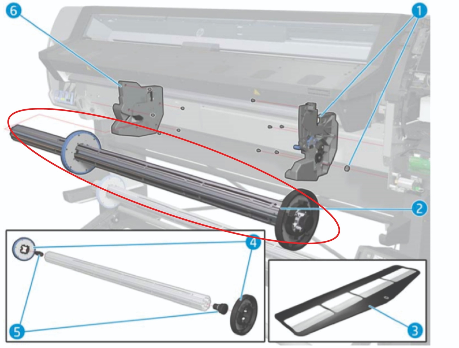 B4H7067057 3inch spindle with hubs 64" HP Latex 330 335 360 365 370