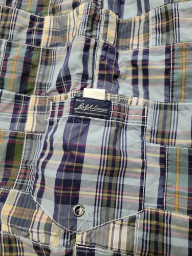 POLO RALPH LAUREN Mens 36x9 Patchwork Madras Plaid Swim Trunks - Picture 9 of 12
