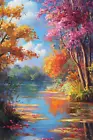 Beautiful Pond Lake Trees Oil Painting Wall Art Print Canvas Artprint Home Decor