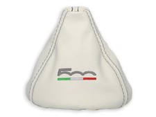 SCHALTMANSCHETTE FUR FIAT 500 SCHALTSACK ELFENBEIN STICKEREI 500 GRAU Italia