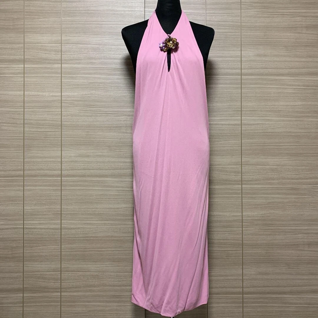 Robe GUCCI sans manches col montant femme taille M rose viscose