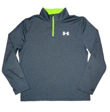 Under Armour Youth XL Boys 1/4 Zip Gray/Green Tech Pullover