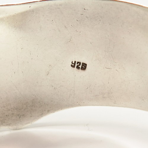 925 Sterling Silver Vintage Modernist Design Cuff Bracelet 6.5" - Picture 4 of 4