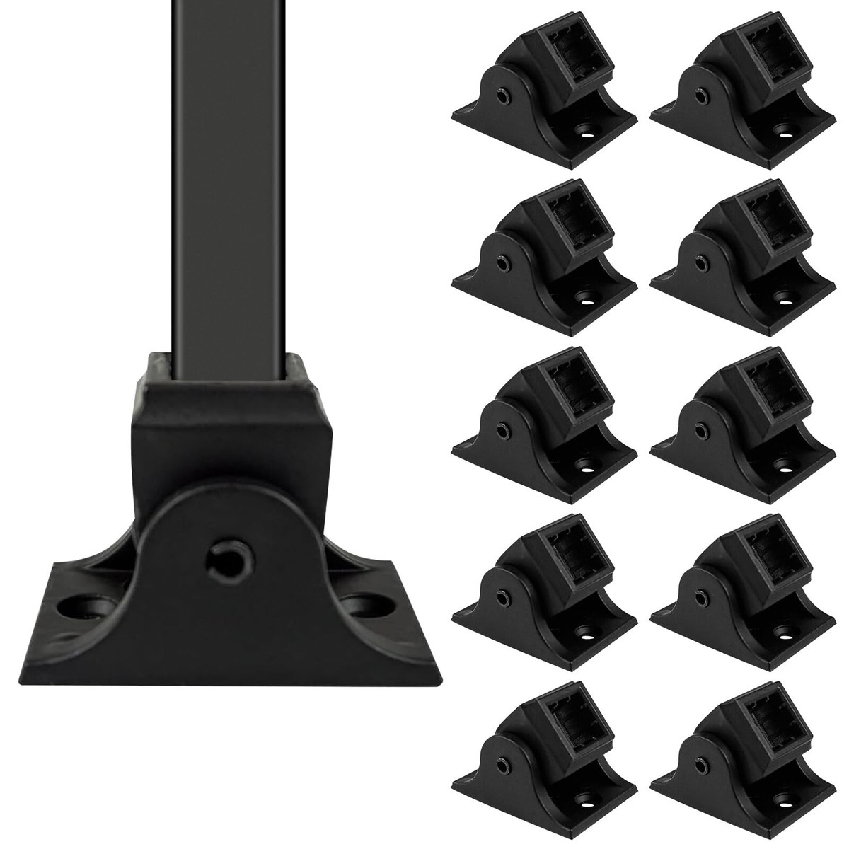 32 Pack Iron Baluster Shoes With Screws – Square Base For 5/8" Round Stair Spindles | Flat Mount Metal Baluster Hardware For Indoor/Outdoor Railings