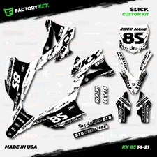 Black & White Slick Racing Graphics Kit fits 14-21 Kawasaki Kx85 kx 85 decal