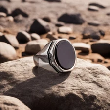 925 STERLING SILVER RING MENS RING BLACK ONYX SIGNET RING PROMISE RING GIFT HIM