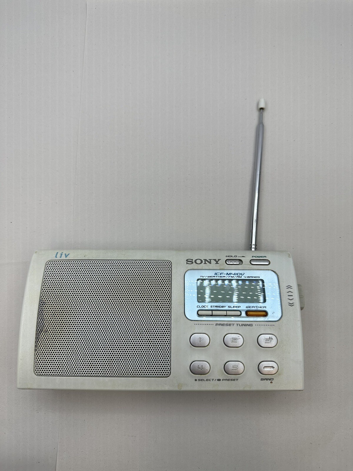 Vintage SONY Liv ICFM410V TV/Weather AM/FM 4Band Portable Clock Radio