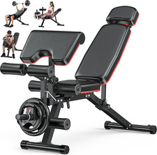 Adjustable Workout Bench   900LB Capacity, Leg Extension  Curl, Incline/Decline