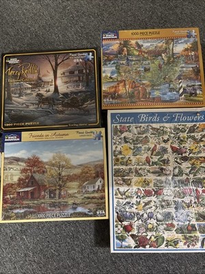 WHITE MOUNTAIN Puzzles - Racing Home- Friends In Autumn Etc New Sealed Lot Of 4