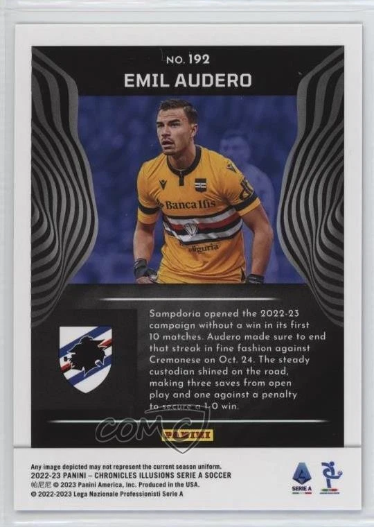 2022-23 Panini Chronicles Base Serie A Illusions Red Lasers Emil Audero #192 - Image 2 of 2