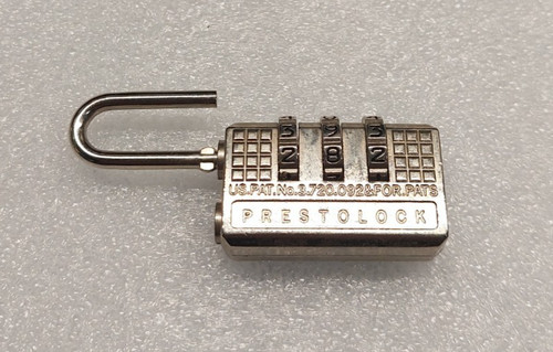 Prestolock Keyless 3 Digit Combination Steel Shackle Padlock Chrome Zipper Lock
