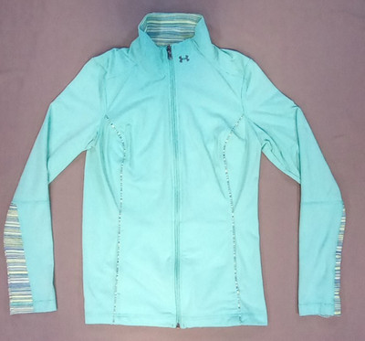 Under Armour Jacket Womens Medium Blue Full Zip Mock Neck Semi Fitted Outdoor