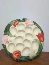 Nantucket Home Flower Tulip Deviled Egg Plate Platter 