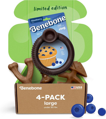 Limited Edition Blueberry Large 4-Pack Dog Toys for Aggressive Chewers, Durable