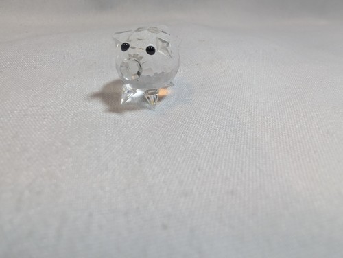 SWAROVSKI Crystal Mini Pig Piglet Pet With Crystal Tail 1" Figurine Black Eyes - Picture 6 of 9