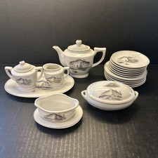 Vintage 1950s Japanese Child Toy Tea Set 23 Pc Hand Painted Ceramic Miniature