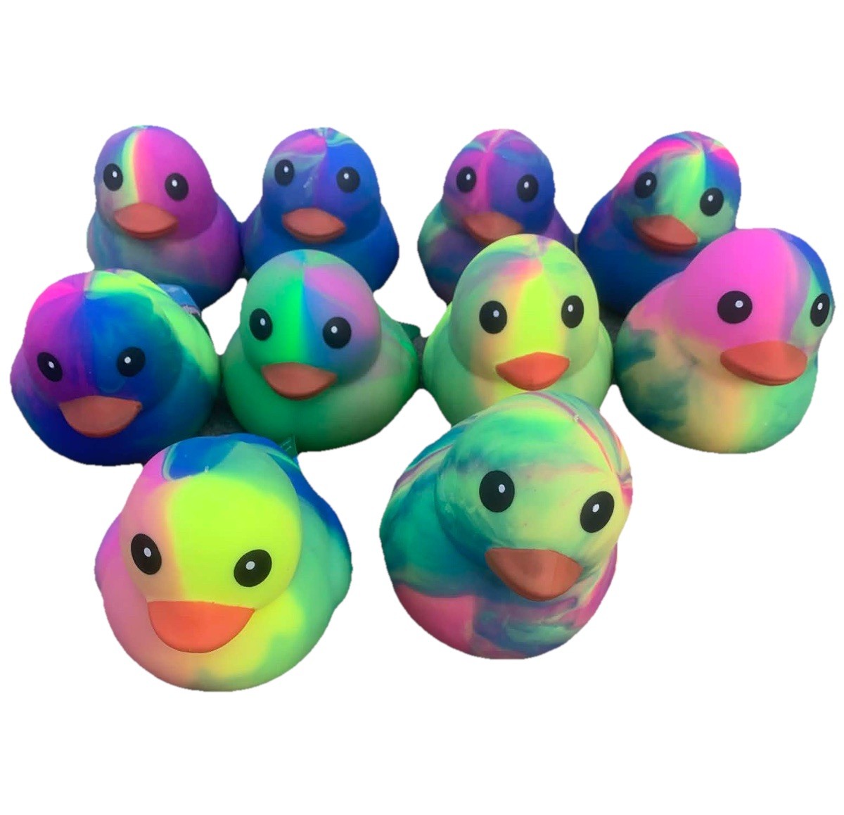 Lot Of 10 - Sunny Days Jumbo Squeezy Duck Tie-Dye Squishy Stress