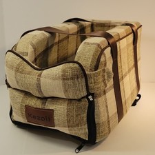 Kezoil Dog Car Seat Booster Plaid Portable Pet Travel Carrier Small Medium