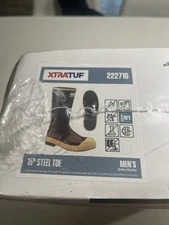 Xtratuf Legacy Rubber Waterproof Boots, Size 10, Steel Toe, 15-inch Brown