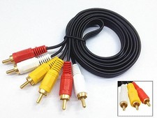 3 RCA Male to Plug Cable/Lead - PHONO Audio & Video Composite AV TV/DVD Wire 3m