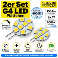 G4 Led 12V 24V Kaltweiß 6000K 1,2W 2Er Set PläTtchen 150Lm Dimmbar