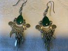 India dangling earrings with green stone for women — photo 5