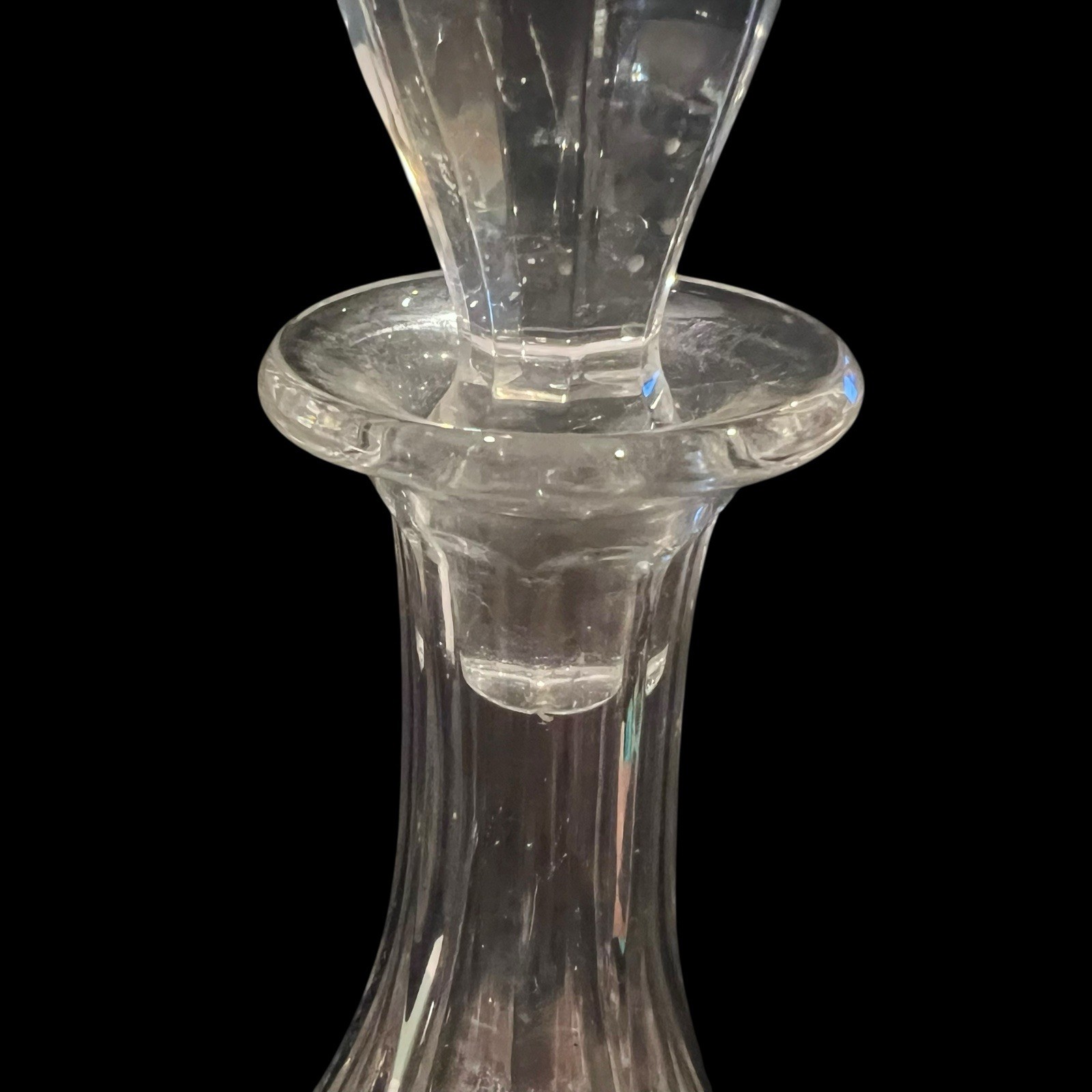 Vintage Heavy Hand Cut Crystal Glass Decanter W/Stopper Liquor 13”