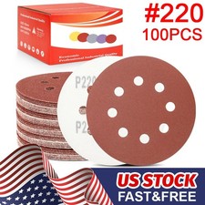 100x 5inch Sanding Disc 220 Grit Hook Loop 8-Hole Orbital Sander Paper DIY Acces 0.23 per gallon