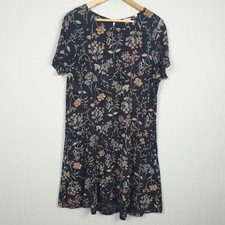 FatFace Dress Womens UK 14 Black Floral Boho Soft Jersey Everyday Casual